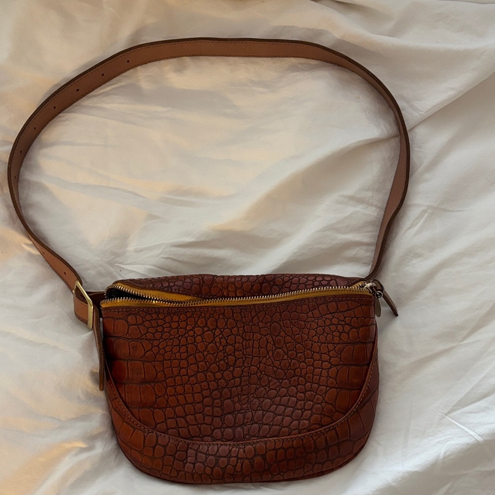 Clare V. Crocodile-Embossed Crossbody Bag